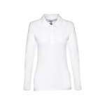 Polo à manches longues pour femmes en coton 210 g/m² THC Bern couleur blanc première vue