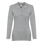 Polo à manches longues pour femmes en coton 210 g/m² THC Bern couleur gris
