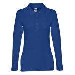 Polo à manches longues pour femmes en coton 210 g/m² THC Bern couleur bleu roi