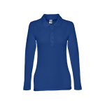 Polo à manches longues pour femmes en coton 210 g/m² THC Bern couleur bleu roi première vue