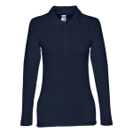 Polo à manches longues pour femmes en coton 210 g/m² THC Bern couleur bleu marine