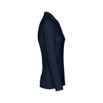 Polo à manches longues pour femmes en coton 210 g/m² THC Bern couleur bleu marine troisième vue