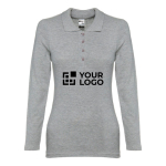 Polo à manches longues pour femmes en coton 210 g/m² THC Bern avec zone d'impression