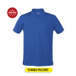 Polo technique promotionnel en polyester respirant 180 g/m² MKT couleur bleu huitième vue
