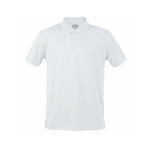 Polo technique promotionnel en polyester respirant 180 g/m² MKT couleur blanc première vue