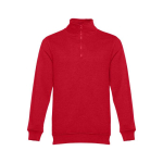 Sweats avec fermeture ¼ en coton et polyester 320 g/m² THC Budapest couleur rouge première vue