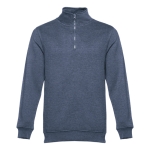 Sweats avec fermeture ¼ en coton et polyester 320 g/m² THC Budapest couleur bleu chiné