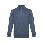 Sweats avec fermeture ¼ en coton et polyester 320 g/m² THC Budapest couleur bleu chiné première vue