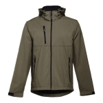 Vestes softshell à capuche en polyester 280 g/m² THC Zagreb couleur vert militaire