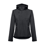 Vestes softshell à capuche femmes en polyester 280 g/m² THC Zagreb couleur noir première vue