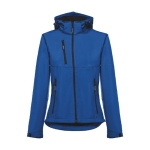 Vestes softshell à capuche femmes en polyester 280 g/m² THC Zagreb couleur bleu première vue