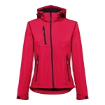 Vestes softshell à capuche femmes en polyester 280 g/m² THC Zagreb couleur rouge
