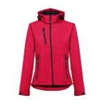 Vestes softshell à capuche femmes en polyester 280 g/m² THC Zagreb couleur rouge première vue