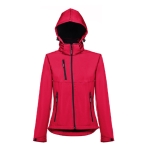 Vestes softshell à capuche femmes en polyester 280 g/m² THC Zagreb couleur rouge quatrième vue