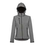 Vestes softshell à capuche femmes en polyester 280 g/m² THC Zagreb couleur gris quatrième vue