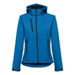 Vestes softshell à capuche femmes en polyester 280 g/m² THC Zagreb couleur cyan