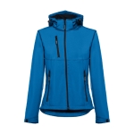 Vestes softshell à capuche femmes en polyester 280 g/m² THC Zagreb couleur cyan première vue