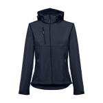 Vestes softshell à capuche femmes en polyester 280 g/m² THC Zagreb couleur bleu marine première vue