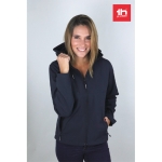 Vestes softshell à capuche femmes en polyester 280 g/m² THC Zagreb couleur bleu marine