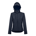 Vestes softshell à capuche femmes en polyester 280 g/m² THC Zagreb couleur bleu marine quatrième vue