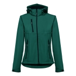 Vestes softshell à capuche femmes en polyester 280 g/m² THC Zagreb couleur vert foncé