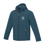 Veste softshell imperméable en polyester 300 g/m² Elevate Life couleur cyan vue impression transfert