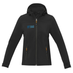 Veste softshell à capuche femmes en polyester 300 g/m² Elevate Life avec zone d'impression