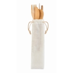 Lot de 5 couverts personnalisés en bambou avec sac Bamboo Plus couleur beige troisième vue