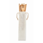 Lot de 5 couverts personnalisés en bambou avec sac Bamboo Plus couleur beige quatrième vue