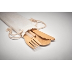 Lot de 5 couverts personnalisés en bambou avec sac Bamboo Plus couleur beige cinquième vue photographique