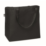 Sac tissu personnalisé RPET 600D longues poignées et soufflet Store couleur noir