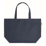 Sac tissu personnalisé RPET 600D longues poignées et soufflet Store couleur bleu quatrième vue