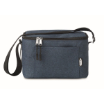 Sac isotherme en RPET moucheté avec capacité pour 6 canettes couleur bleu troisième vue