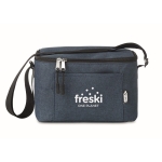 Sac isotherme en RPET moucheté avec capacité pour 6 canettes couleur bleu troisième vue principale