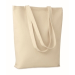 Tote bag en toile à soufflet et longues anses 270 g/m² couleur beige