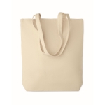 Tote bag en toile à soufflet et longues anses 270 g/m² couleur beige deuxième vue