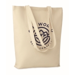 Tote bag en toile à soufflet et longues anses 270 g/m² couleur beige vue principale