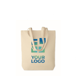 Tote bag en toile à soufflet et longues anses 270 g/m² vue avec zone d'impression