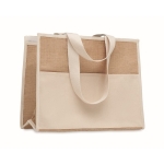 Sacs en jute publicitaires avec fermeture velcro RealFood couleur beige