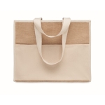 Sacs en jute publicitaires avec fermeture velcro RealFood couleur beige troisième vue