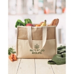 Sacs en jute publicitaires avec fermeture velcro RealFood couleur beige vue d'ambiance principale