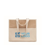 Sacs en jute publicitaires avec fermeture velcro RealFood vue avec zone d'impression