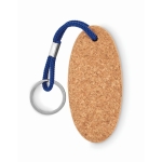 Porte-clés flottant personnalisé en liège de forme ovale Cork couleur bleu roi deuxième vue