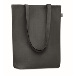 Sac shopping imprimé du logo en chanvre avec soufflet 200 g/m2 Planet couleur noir