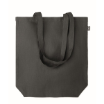 Sac shopping imprimé du logo en chanvre avec soufflet 200 g/m2 couleur noir deuxième vue