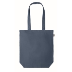 Sac shopping imprimé du logo en chanvre avec soufflet 200 g/m2 Planet couleur bleu troisième vue