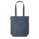 Sac shopping imprimé du logo en chanvre avec soufflet 200 g/m2 Planet couleur bleu quatrième vue