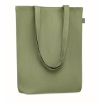 Sac shopping imprimé du logo en chanvre avec soufflet 200 g/m2 Planet couleur vert