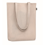 Sac shopping imprimé du logo en chanvre avec soufflet 200 g/m2 Planet couleur beige