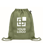 Sac cordon en chanvre Natural couleur vert vue avec zone d'impression